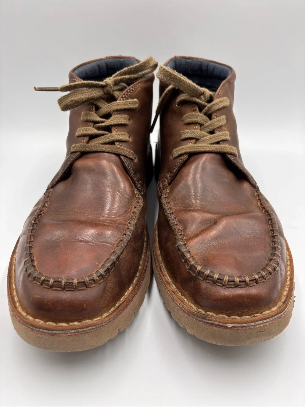 Clarks Vargo Mens 11 Apron Toe Leather Chukka Boots Brown Lace Up Casual